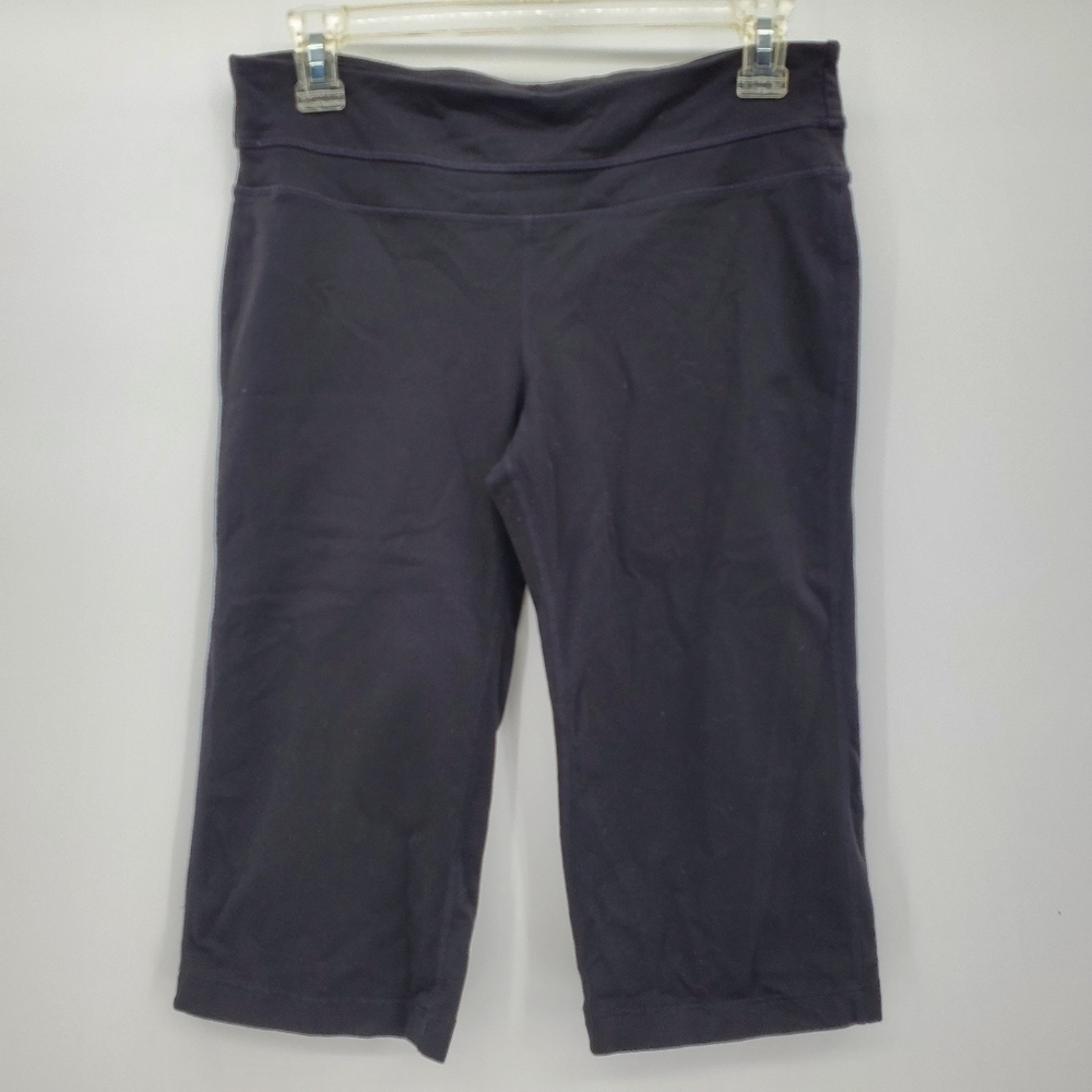 Prana black knit yoga below the knee crops women's size medium